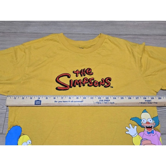 The Simpsons Shirt AOP Wrap Around Embroidered Logo Mens Size Medium Yellow - Picture 5 of 5